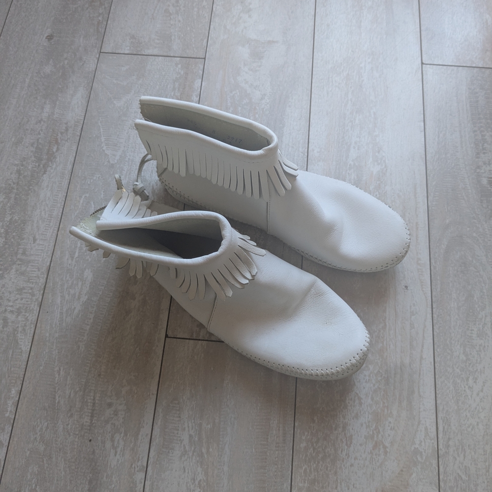 White Fringe Ankle Boots